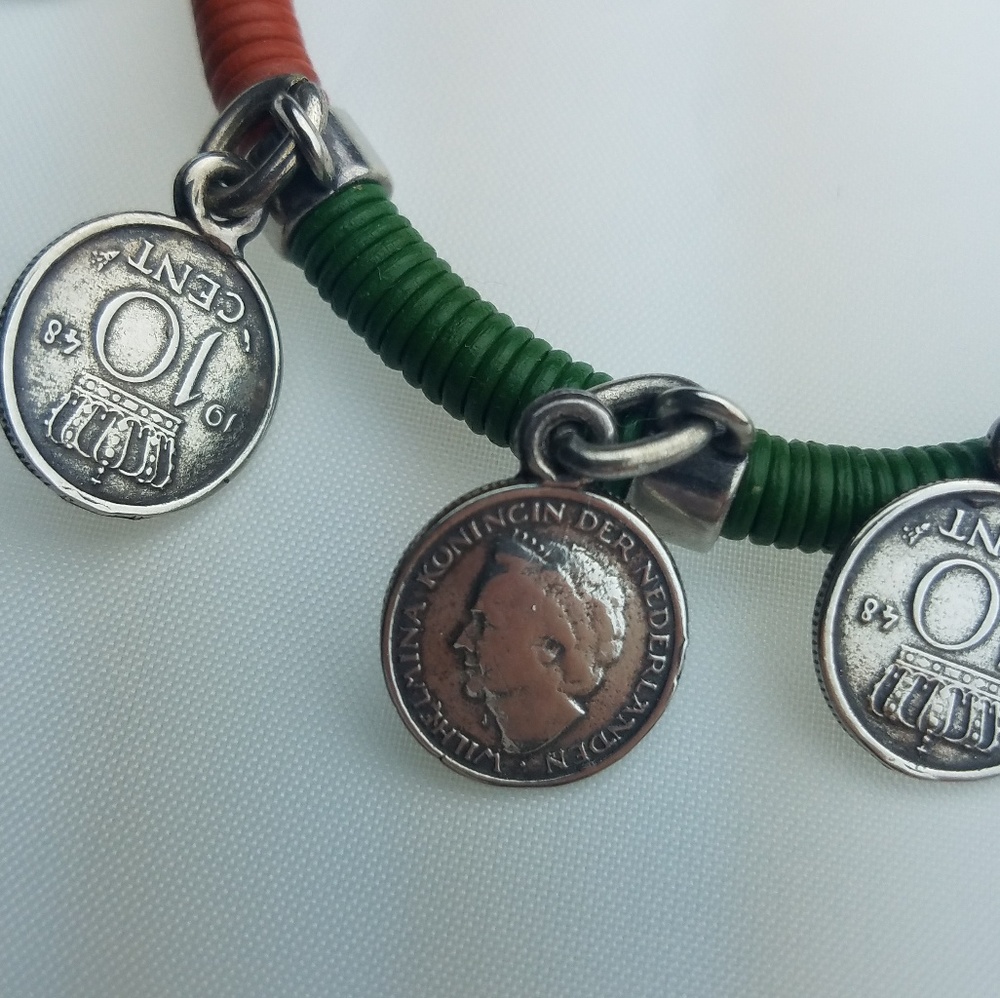 From Spain Leather Wrapped Coin Bracelet - Picture 4 of 7